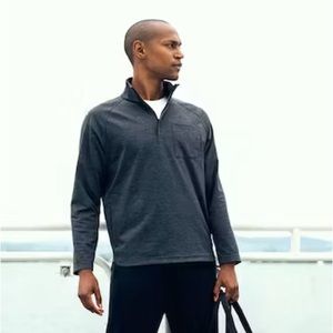 Ministry of Supply Men's Fusion Double-Knit 1/4 Zip Charcoal Heather